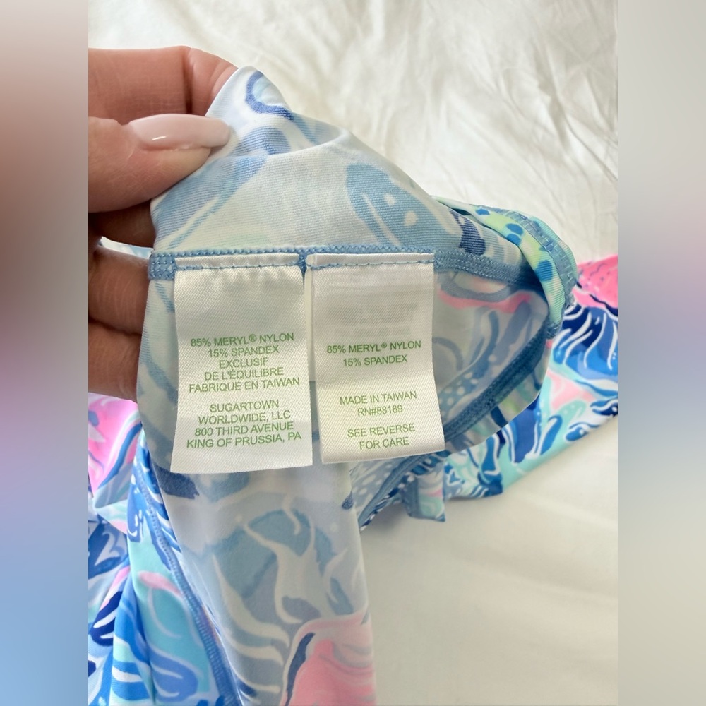 Lilly Pulitzer | SZ XS | Marion Half Zip UPF 50+ Long Sleeve top Surf Blue Pink - Picture 9 of 12